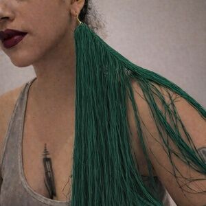 Green Fringe Earrings Handmade byfirebody